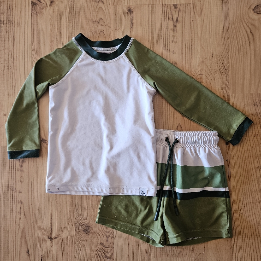 SweetHoney Boys Rashguard Swim Trunk Set